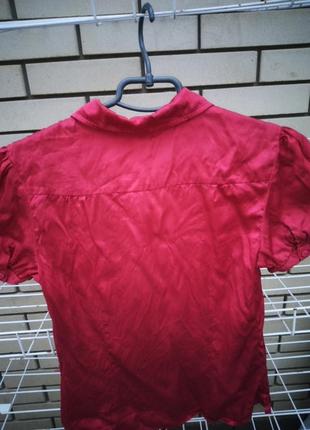 Блуза 💯 шёлк,красная.3 фото