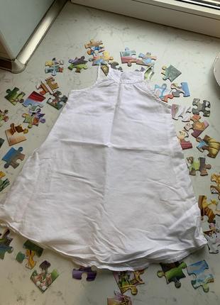 Білосніжний лляної сукня сарафан dkny на 5-6 років3 фото