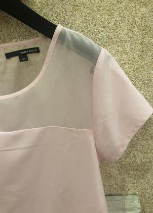 Ніжно рожева базова пудрова напівпрозора блузка3 фото