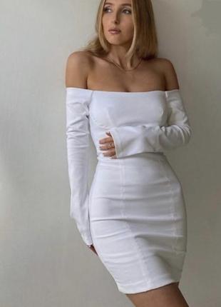 Платье мини с открытыми плечами без плечей zara оригинал