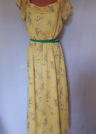 Желтое платье в цветочный принт lc waikiki (размер 40)1 фото