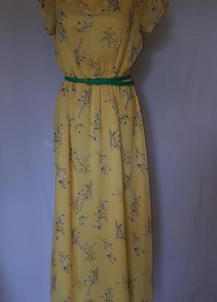 Желтое платье в цветочный принт lc waikiki (размер 40)3 фото