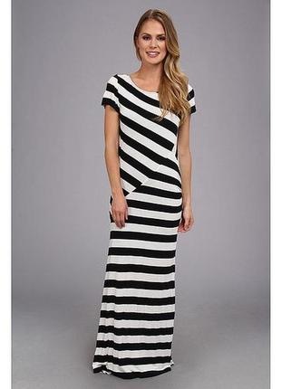 Dkny длинное платье-футболка черно-белое в полоску 46-48 р1 фото