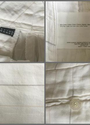 Белые брюки прямого кроя из натуральной ткани в полоску. esprit. p.10us {наш 46}5 фото