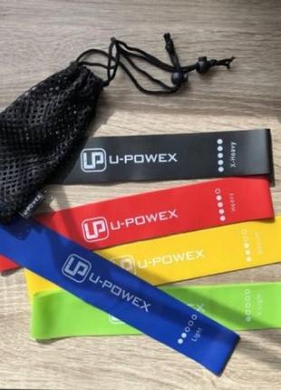 Гумки спортивні для фітнесу u-powex набір з 5 гумок