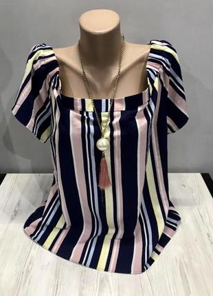 Распродажа полосатая блуза george,открытые плечи1 фото