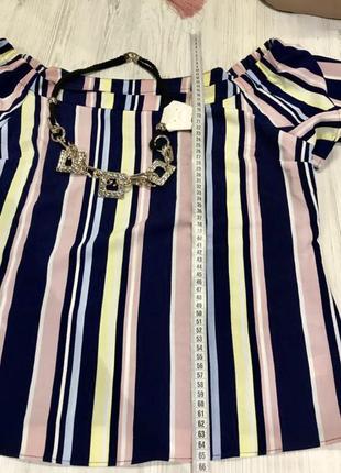 Распродажа полосатая блуза george,открытые плечи4 фото