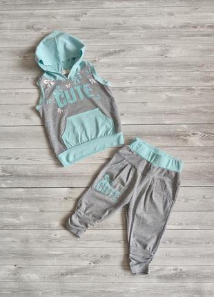 Стильний красивий костюм на літо для дівчинки 3-4, 5-6 років