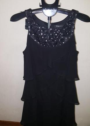 Платье стеклярус и шифон р.40