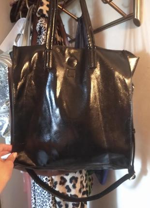 Шикарная глянцевая сумка шоппер 33см на 35см2 фото