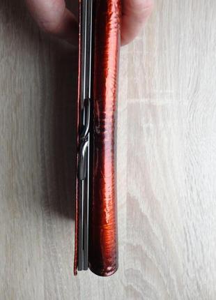 Большой женский кожаный кошелек dr.koffer (лакированный, оранжево-черный)7 фото