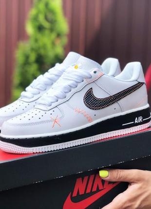 Nike air force 1🆕шикарные женские кроссовки🆕кожаные бело-черные кеды найк аир форс