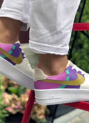 Nike air drawing 1🆕шикарные женские кроссовки🆕кожаные бело-фиолетовые кеды найк аир форс2 фото