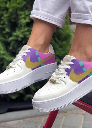 nike DX2653 air force 1🆕шикарные женские кроссовки🆕кожаные бело-фиолетовые кеды найк аир форс