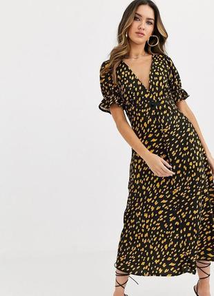 Новое платье asos в горошек миди, с пуговицами спереди9 фото