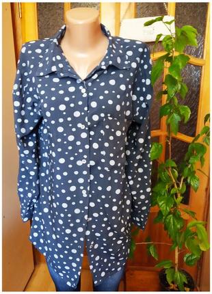 Літня блуза жіноча сорочка в горох синьо-сірого кольору р. 44/46 розпродаж