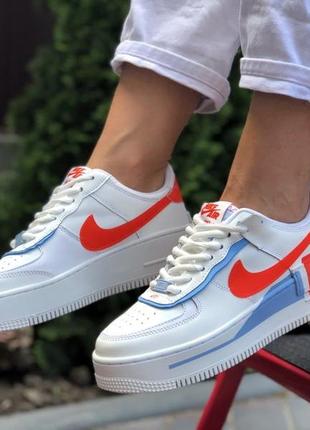 Nike air force 1🆕шикарные женские кроссовки🆕кожаные белые/красные кеды найк аир форс1 фото