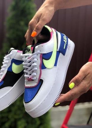 Nike air force 1🆕шикарные женские кроссовки🆕кожаные белые/синие кеды найк аир форс2 фото