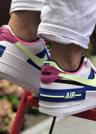 Nike air force 1🆕шикарные женские кроссовки🆕кожаные белые/синие кеды найк аир форс3 фото