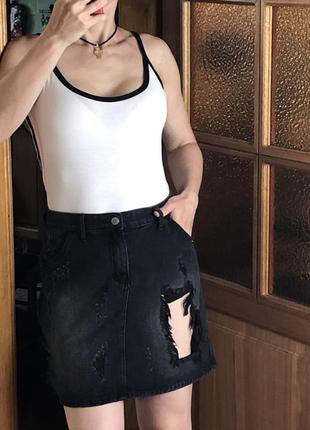 Рвана джинсова спідниця-трапеція glamorous1 фото
