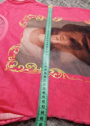 Розовая женская футболка, размер s/m, спинка ажурная, гипюровая, кружевная7 фото