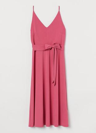 Малинове плаття рожеве трапеція з поясом h&m