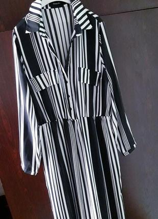 Монохромна смугаста сукня- каптан у смужку з розрізами simply be.6 фото