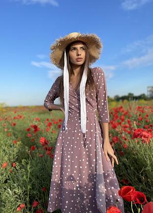 Платье в горошек на запах