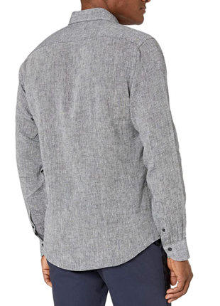 Легкая дышащая льняная рубашка slim серый меланж buttoned down размер l-xl3 фото