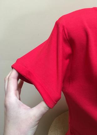 Червона базова рднотонна футболка ❤️❤️❤️3 фото