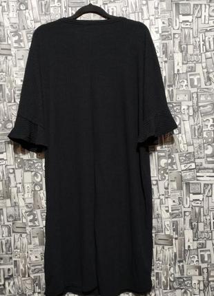 Трикотажное платье в рубчик с рюшами на рукавах,  boohoo, англия.8 фото