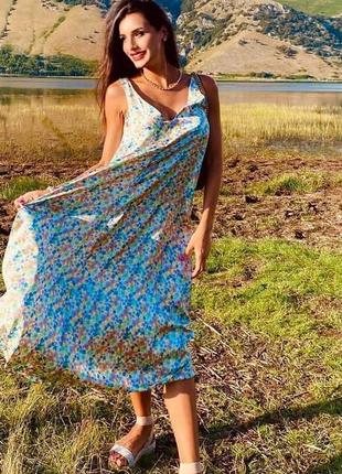 Потрясающее сатиновое платье в цветочек  zara