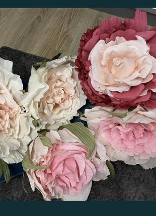 Паперові квіти піони розі троянди6 фото