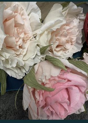 Паперові квіти піони розі троянди7 фото