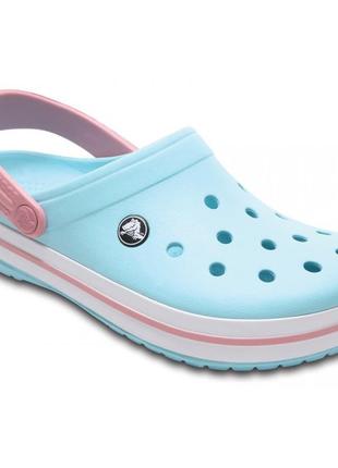 Сабо кроксы crocs crocband ice blue/white5 фото