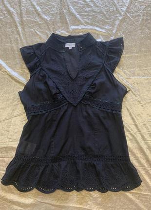 Тонкая романтичная блузка шитье прошва karen millen размер 10{38}