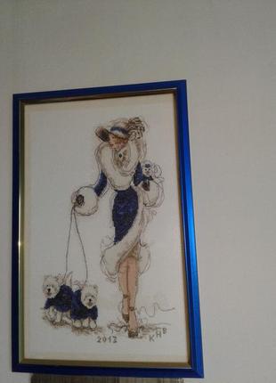 Картина "дама с собачками" крестом