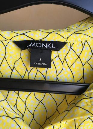 Желтая лимонная блуза рубашка monki, стильная яркая шифоновая блузка рубашка4 фото
