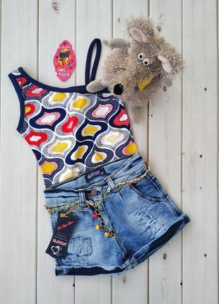 Джинсові шорти для дівчинки і майка трикотажна в подарунок,туреччина див. виміри в описі