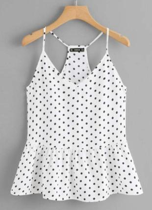 Белая майка в черный горошек shein (размер 36-38)