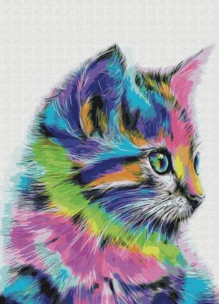 Картина за номерами котик у фарбі браш
