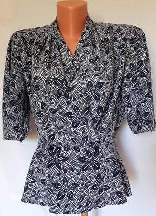 Винтаж! красивая блуза в принт ,стиль 80-х st.michael (размер 10-12)4 фото