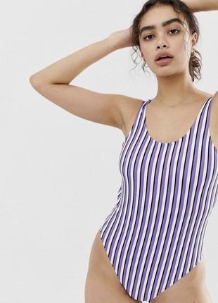 Смугастий злитий купальник weekday