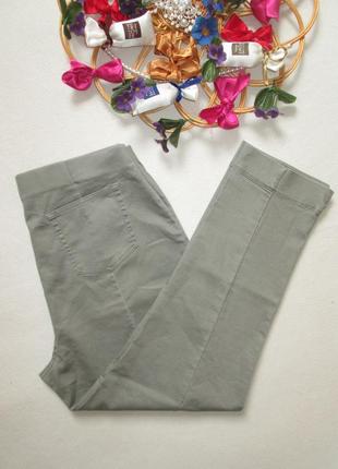 Шикарные стрейчевые котоновые брюки чинос цвета хаки высокая посадка viz-a-viz8 фото