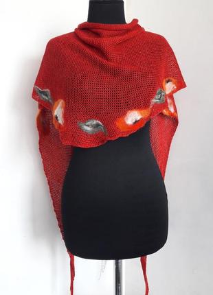 Дизайнерская льняная косынка ручной работы, 205*60