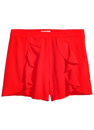 Червоні шорти з оборками, воланами рюшами h&m
