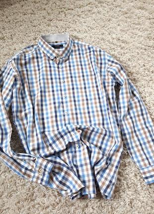 Шикарная мужская рубашка в клетку,sevensigns, p. xl -xxl1 фото