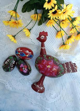 Яворская роспись 🪺🌻🐦‍⬛курочка с краканами дерево курица с яйцами крастями ручная роспись статуэтка