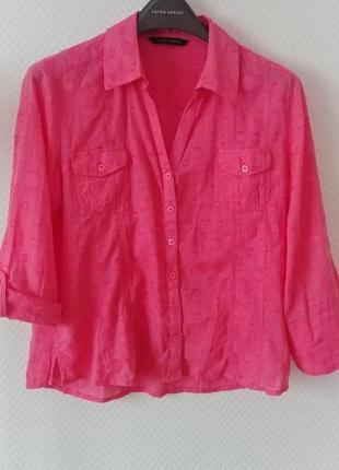 Блуза рубашка кофта батник малиновый р. 48-50 laura ashley хлопок батист