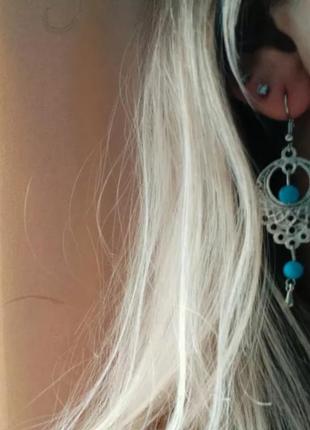 Этно серьги в стиле бохо сережки под бирюзу7 фото